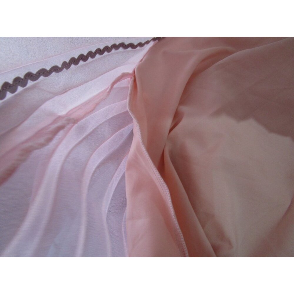 VGU Pink Accordion Pleated Swing Blouse Black RicRac Lace Vintage Style Med EUC - Picture 15 of 15
